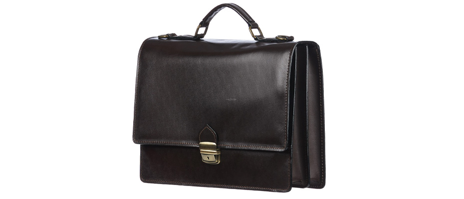 Borsa ufficio da uomo in vera pelle GABRIELE, colore TESTA DI MORO, CHIAROSCURO, Made in Italy